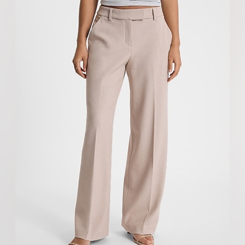 Express Wide Leg Trousers in Light Beige